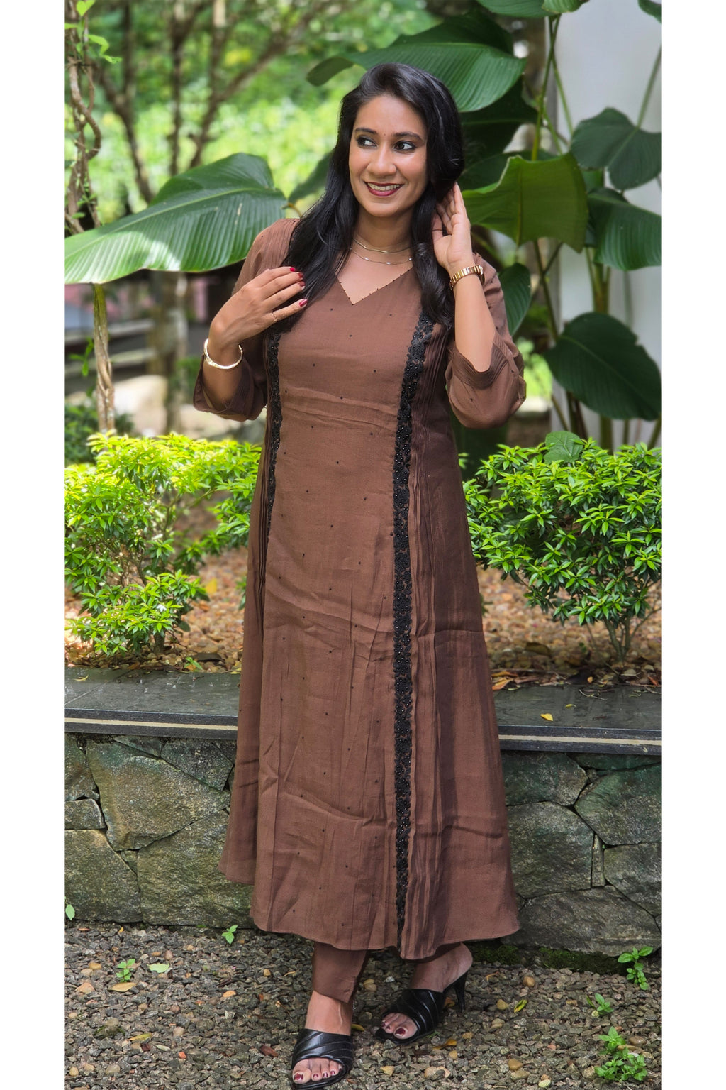 Chocolate Brown Chanderi Salwar Set