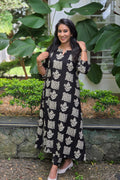 Black & Cream Printed Cotton A-Line Coord Set