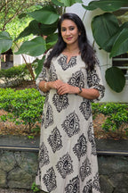 Cream & Black Cotton A-Line Coord Set