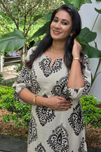 Cream & Black Cotton A-Line Coord Set