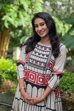 Black & Red Printed Muslin Frock