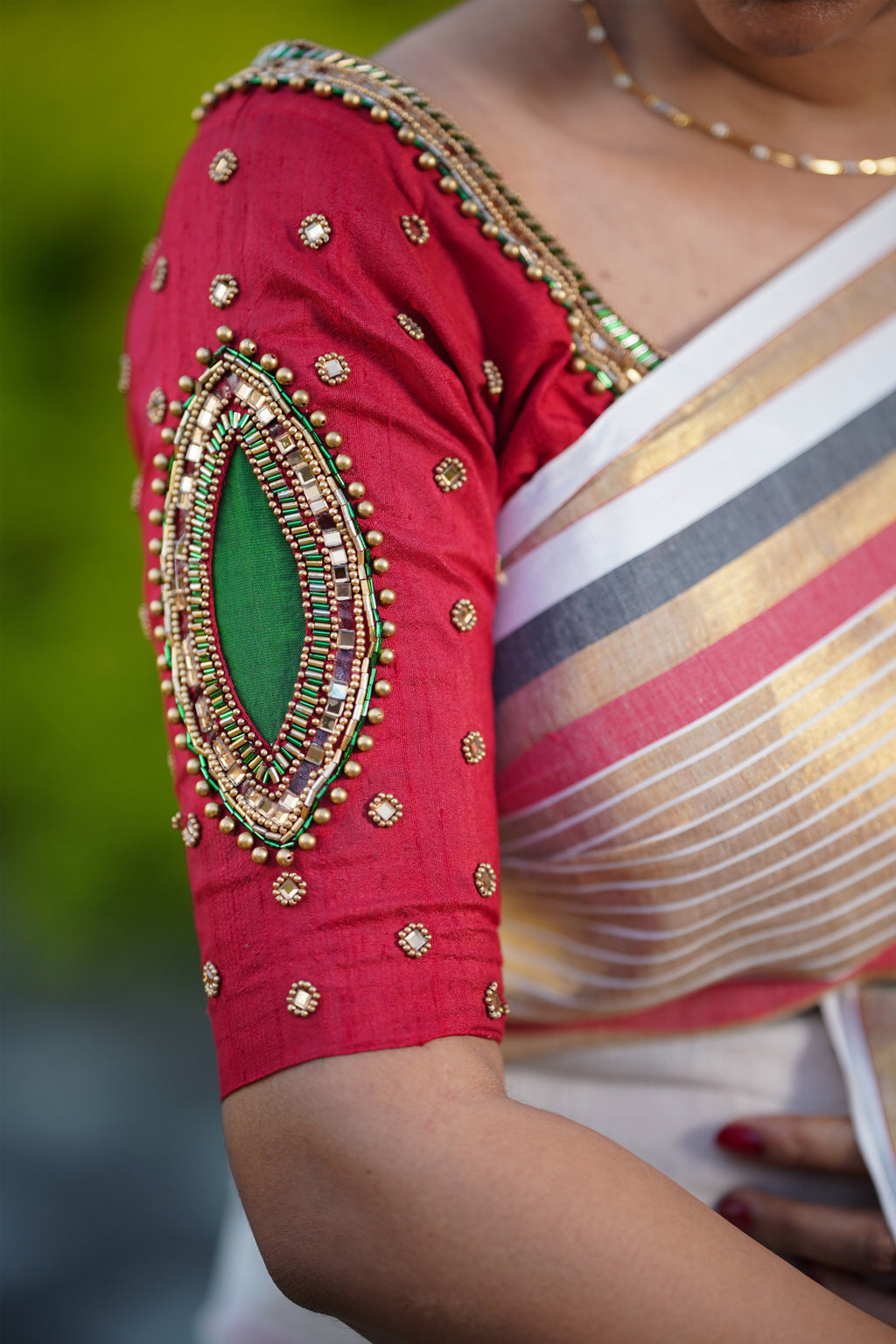 Black, Gold, and Red Borders Saree