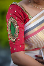 Black, Gold, and Red Borders Saree
