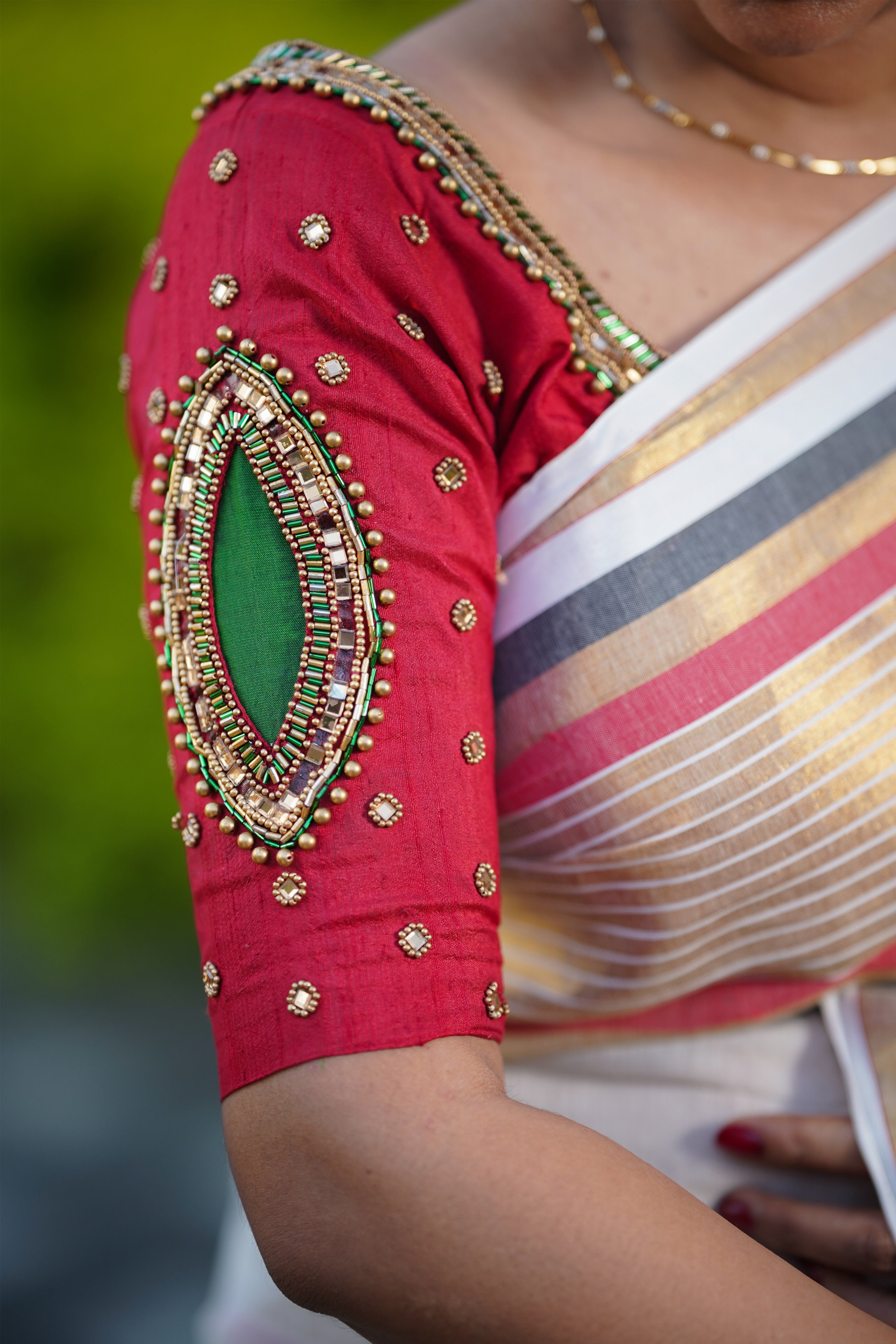 Black, Gold, and Red Borders Saree