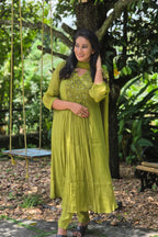 Olive Green Chanderi Salwar Set